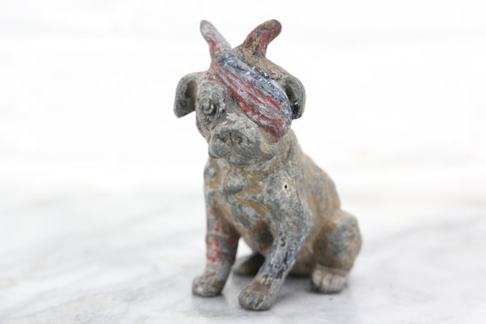 Handpainted German Metal Dog Figurine with American Bandana