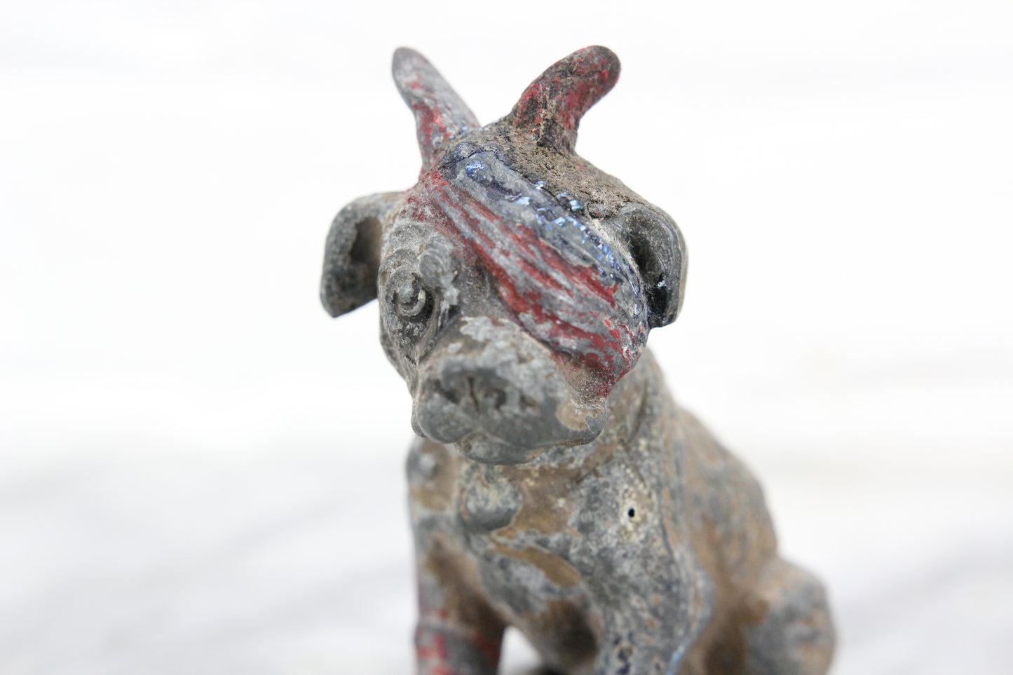 Handpainted German Metal Dog Figurine with American Bandana