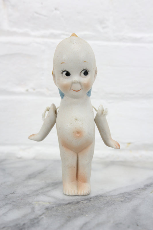 Bisque Rose O'Neill Kewpie Doll with Corded Arms, 5"