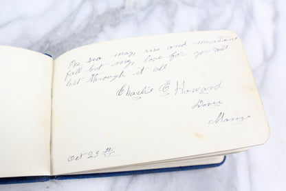 Blue Velvet Autograph and Poetry Album Dating to the 1890s, Dover, Maine