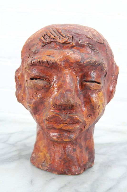 Hand Carved Bust Sculpture by BER, Dated 1965