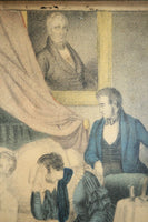 Death of President William Henry Harrison Hand Colored Lithograph, N. Currier, c. 1841