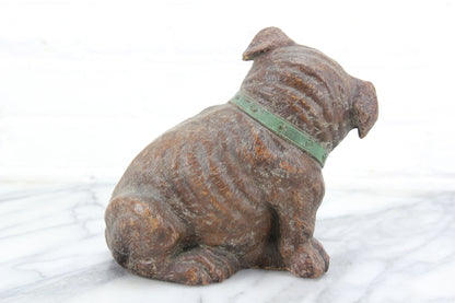 Carved Wood Bull Dog Statue