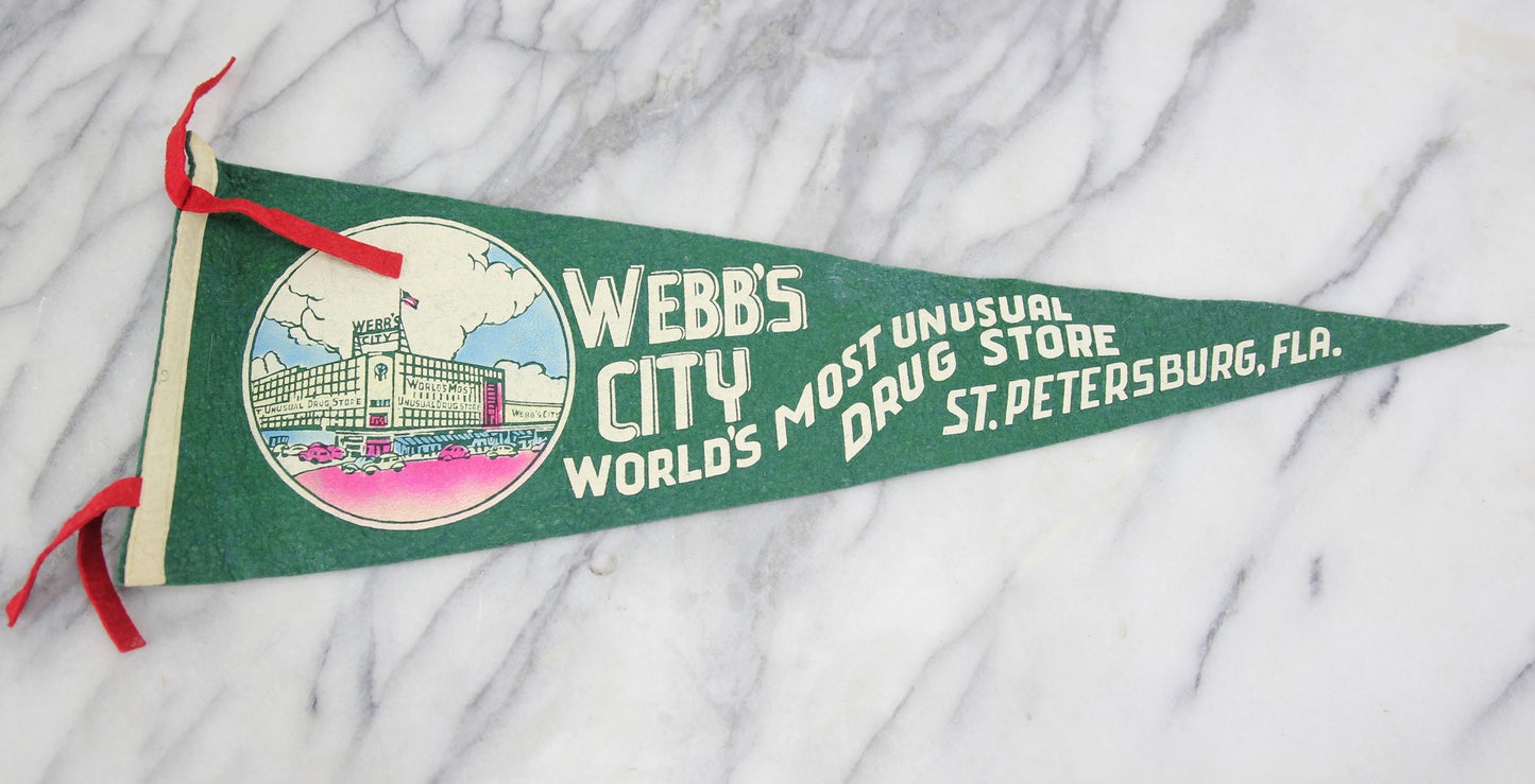 Webb's City Drug Store, St. Petersburg, Florida Souvenir Pennant - 25.5"