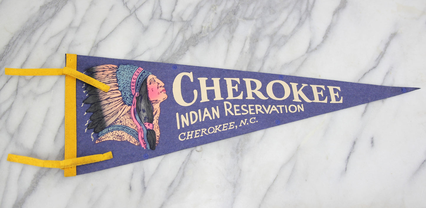 Cherokee Indian Reservation, Cherokee, North Carolina Souvenir Pennant - 26.5"