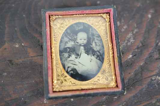 Hidden Mother Ambrotype Photograph of a Baby in a Case