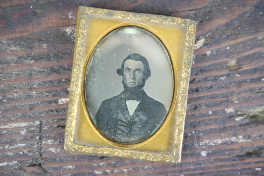 Daguerreotype Photograph of a Young Man with a Beard and a Serious Look