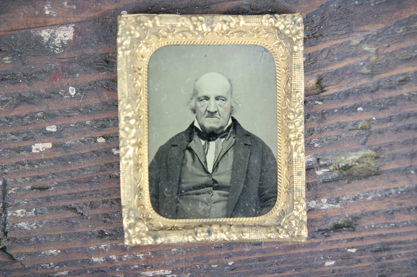 Framed Tintype Photograph of a Balding Old Man That Wants You to Get Off His Lawn
