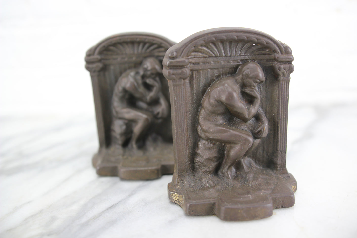 Auguste Rodin's "The Thinker" Cast Iron Bookends, Pair