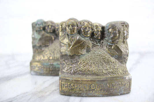 Bronzed Metal Mount Rushmore Bookends, Pair