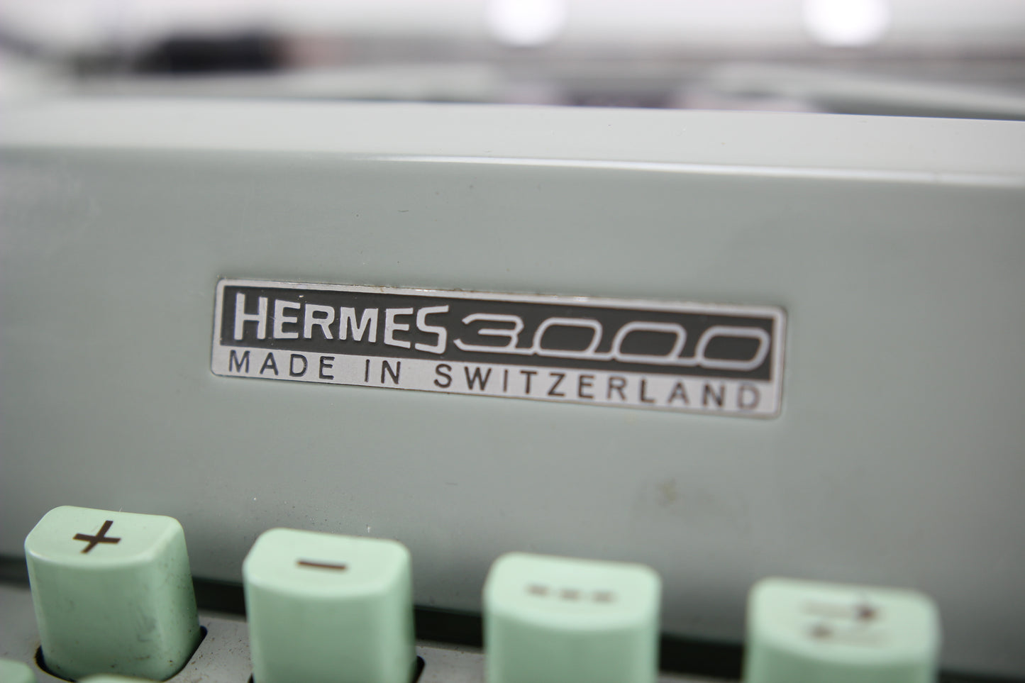 Hermes 3000 Portable Seafoam Green Typewriter with Case, Made in Switzerland, 1967