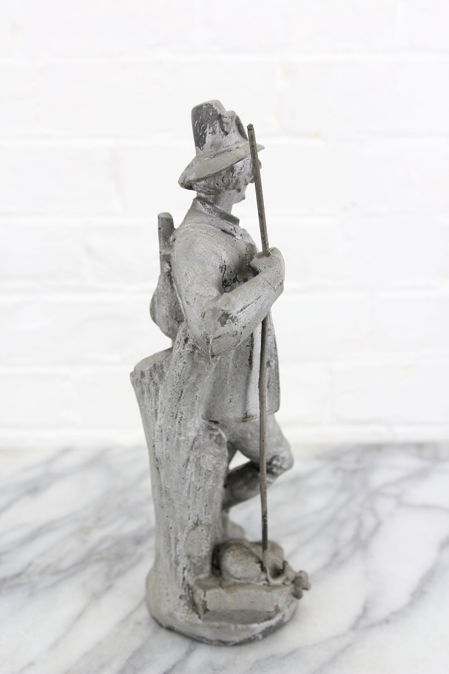 Heavy Cast Metal Figural Clock Topper of a Hunter with His Kill