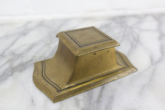 Art Deco Solid Brass Raised Single Bank Inkwell Stand