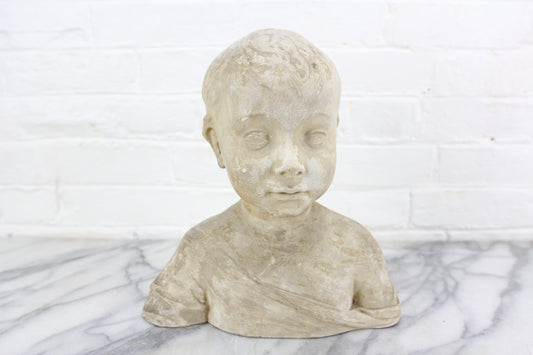 White Plaster Bust of a Young Boy