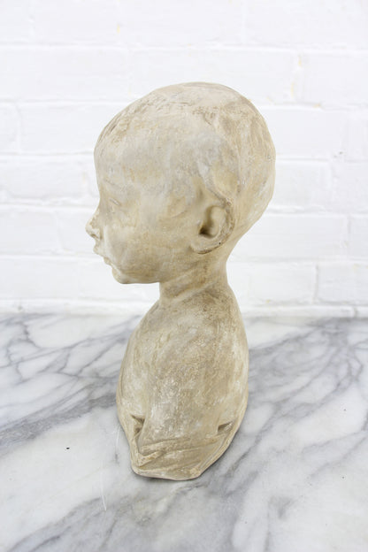 White Plaster Bust of a Young Boy