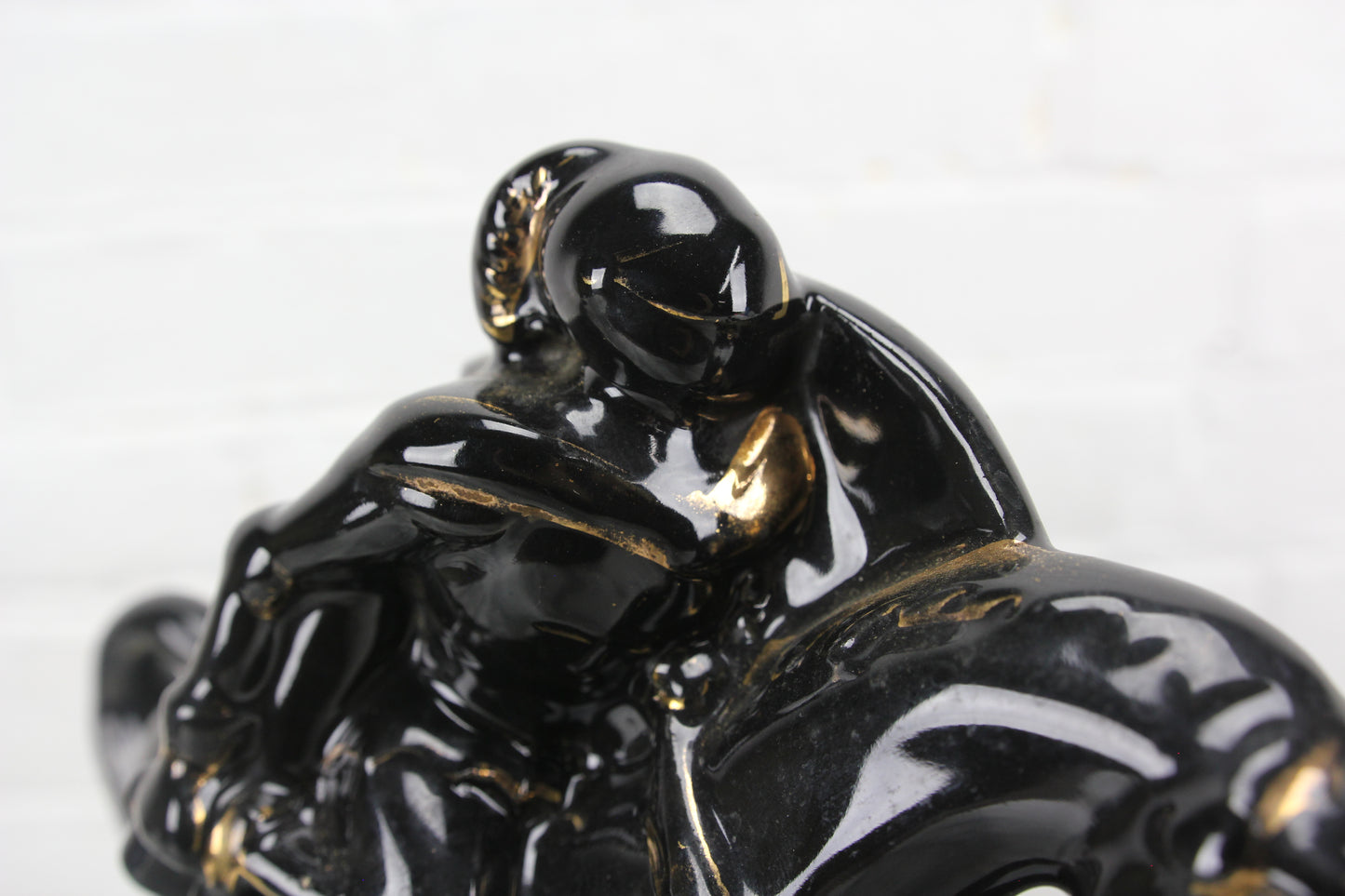Black Porcelain Charging Knight on Horse Clock, Sessions