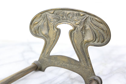Brass Art Nouveau Book Stand with Lady Heads