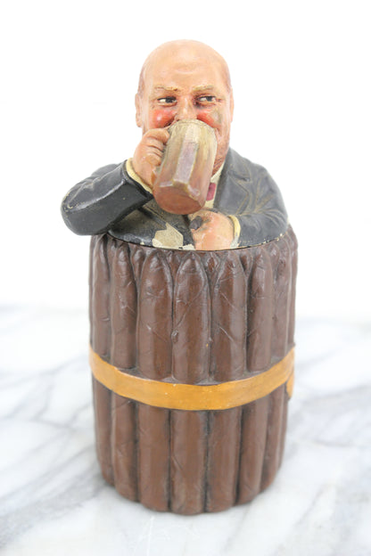 Figural Cigar Humidor with Man Drinking Beer, Made in Bohemia, Johann Maresch