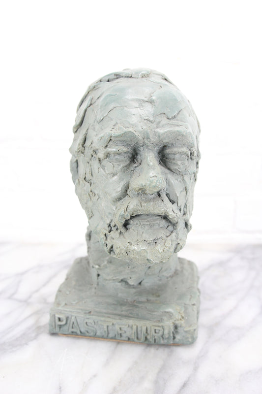 Louis Pasteur Heavy Green Bust Sculpture, Doris Appel