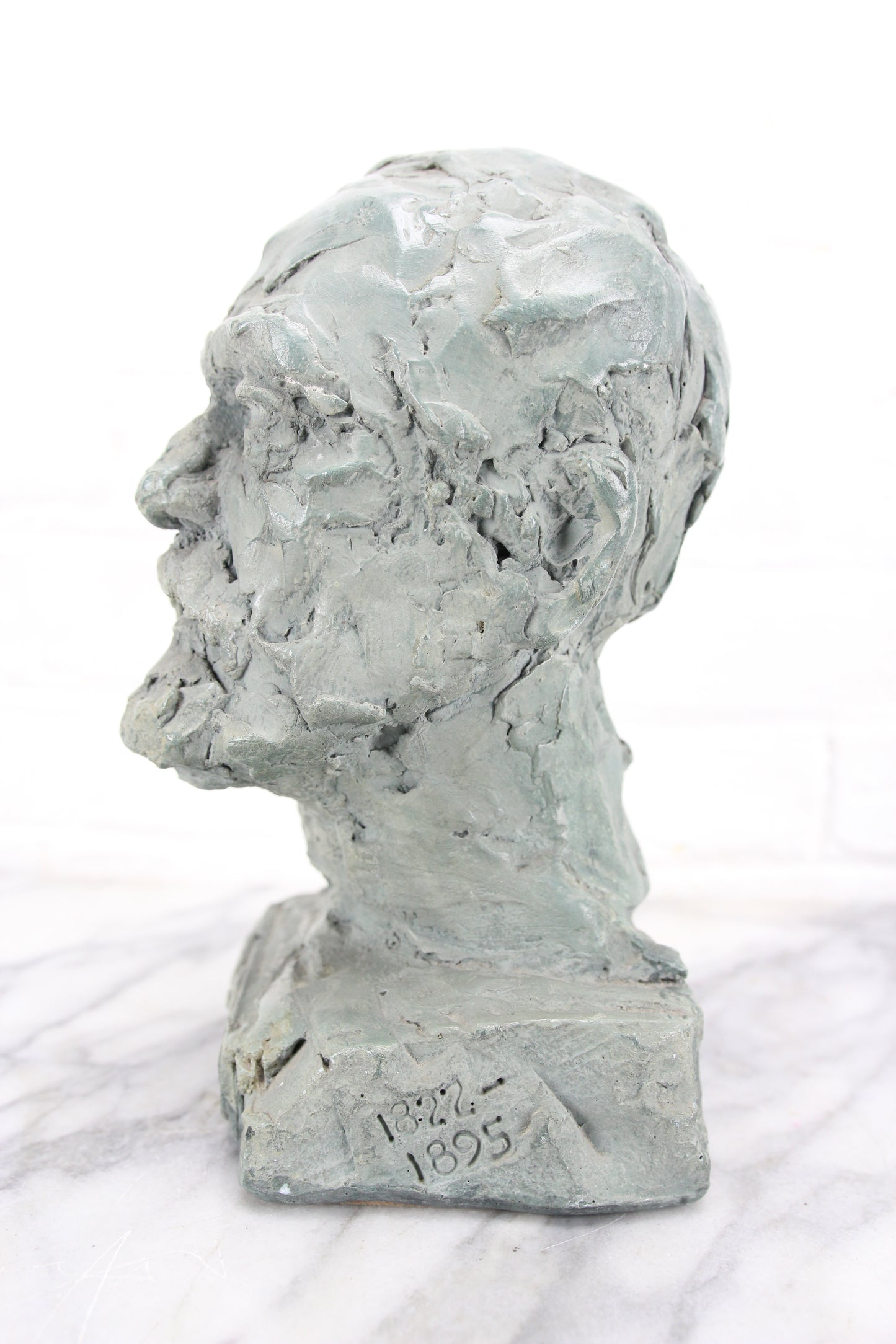 Louis Pasteur Heavy Green Bust Sculpture, Doris Appel