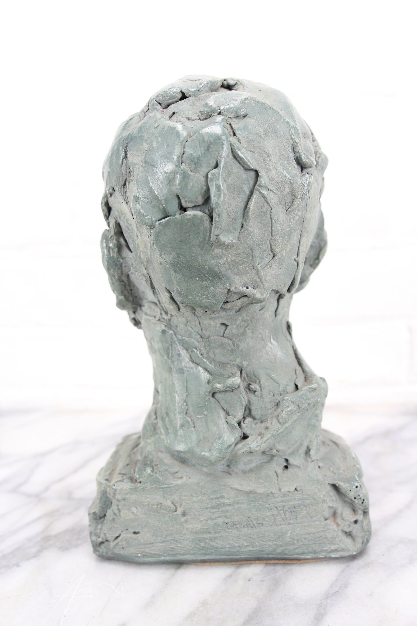 Louis Pasteur Heavy Green Bust Sculpture, Doris Appel