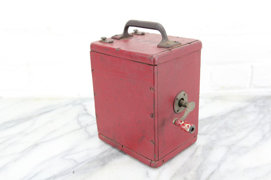 Wooden Hand Crank Mining Dynamite Igniter Detonator Box