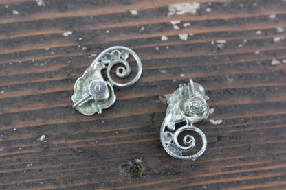 Danecraft Sterling Silver Brooch and Clip-On Earring Set