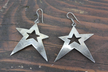 Taxco Mexico Sterling Silver Star Earrings, TM-220