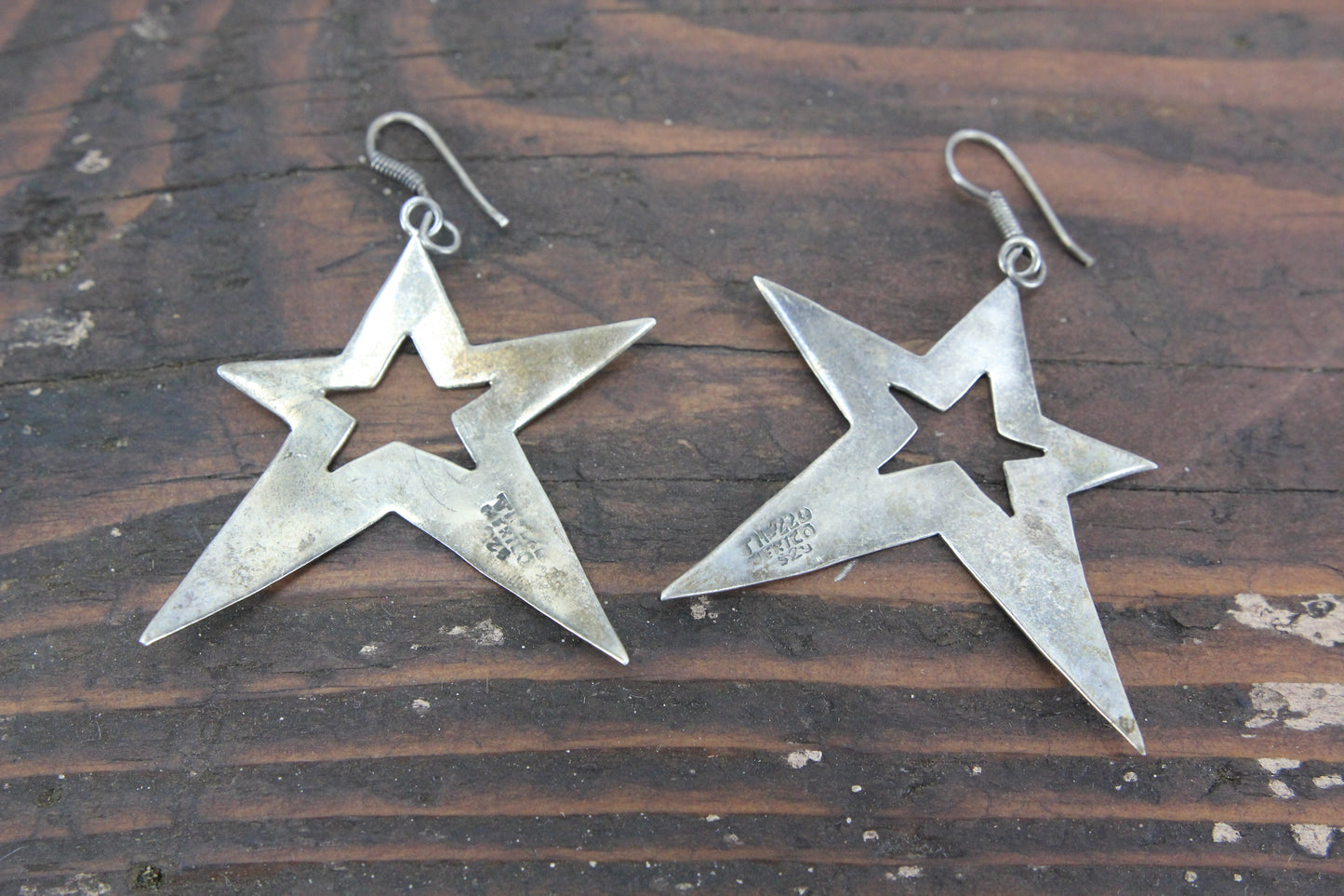 Taxco Mexico Sterling Silver Star Earrings, TM-220