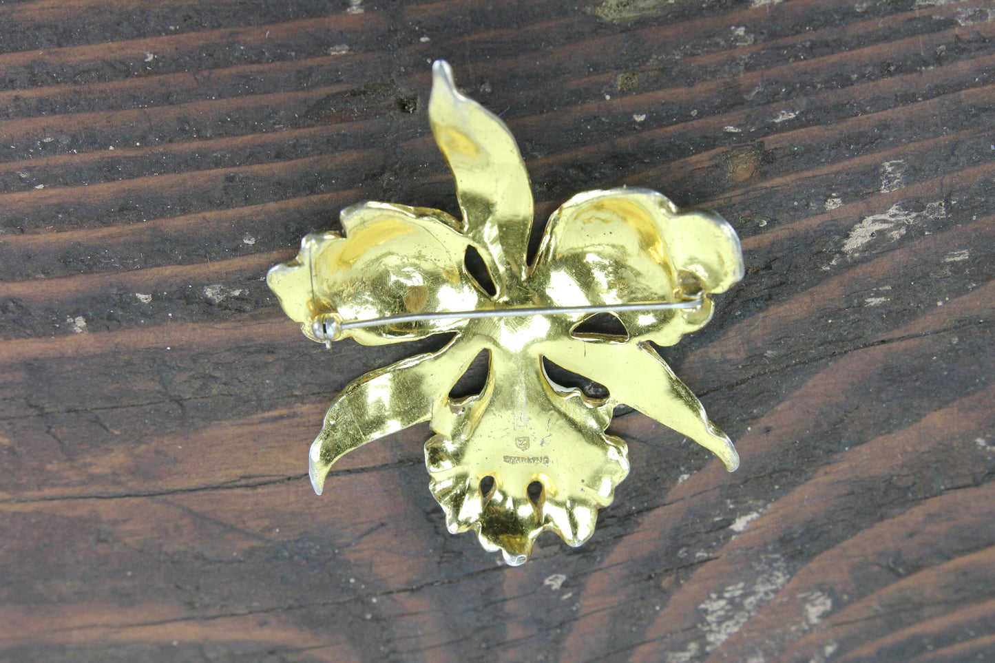Sterling Silver and Enamel Flower Brooch Pair
