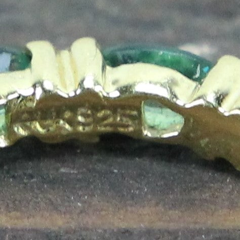 Gold-Toned Sterling Silver Ring with Green Stones - Size 7