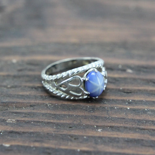 Sterling Silver Ring with Blue Stone - Size 6