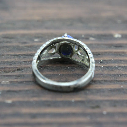 Sterling Silver Ring with Blue Stone - Size 6