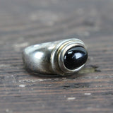 Sterling Silver Ring with Large Onyx Stone - Size 10.75