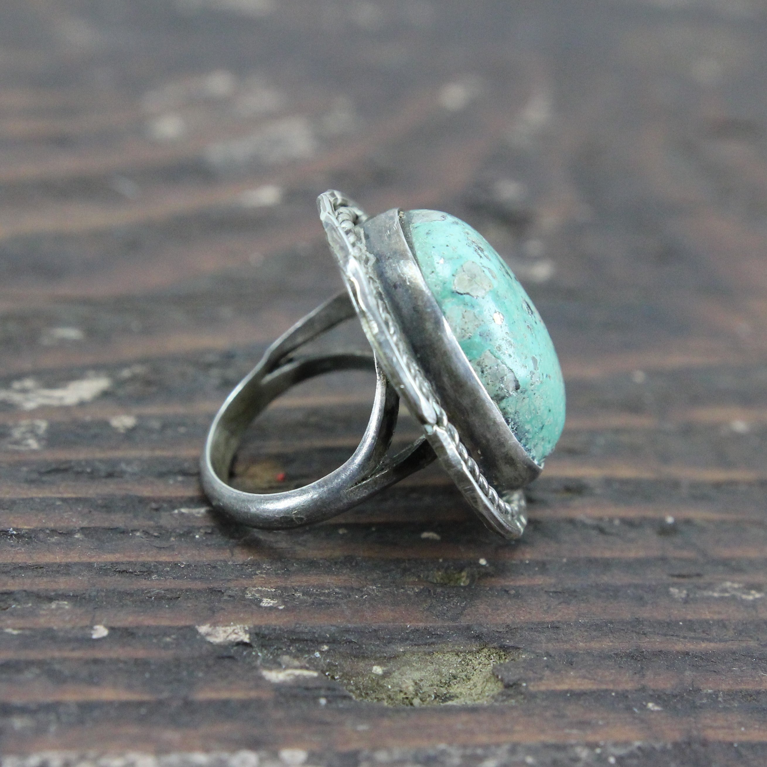 Large Southwestern Native Sterling Silver Turquoise ring hot size 7.5