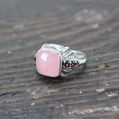 Judith Ripka Sterling Silver Ring with Rose Quartz - Size 10