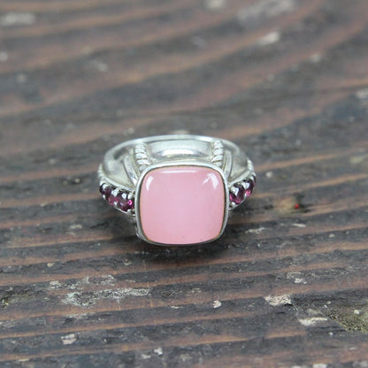 Judith Ripka Sterling Silver Ring with Rose Quartz - Size 10