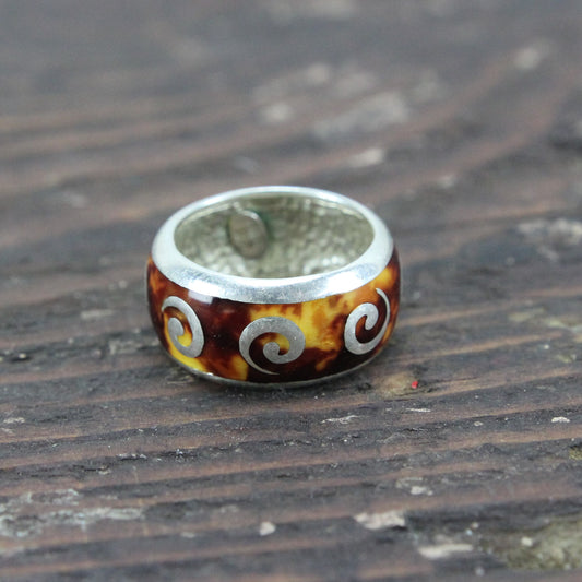 Italian Sterling Silver Ring with Marbled Inlay