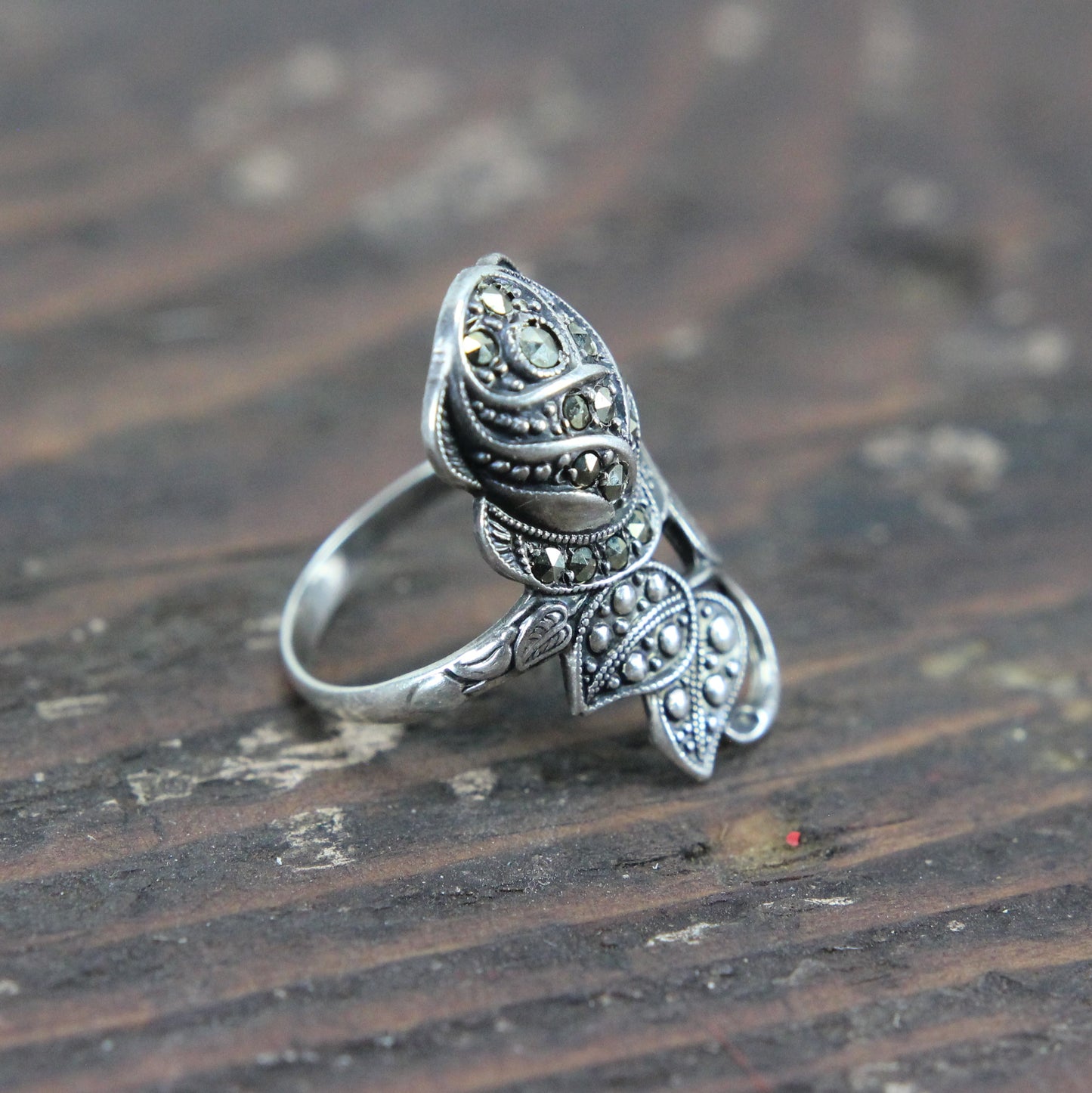 Sterling Silver Rose Flower Ring - Size 6