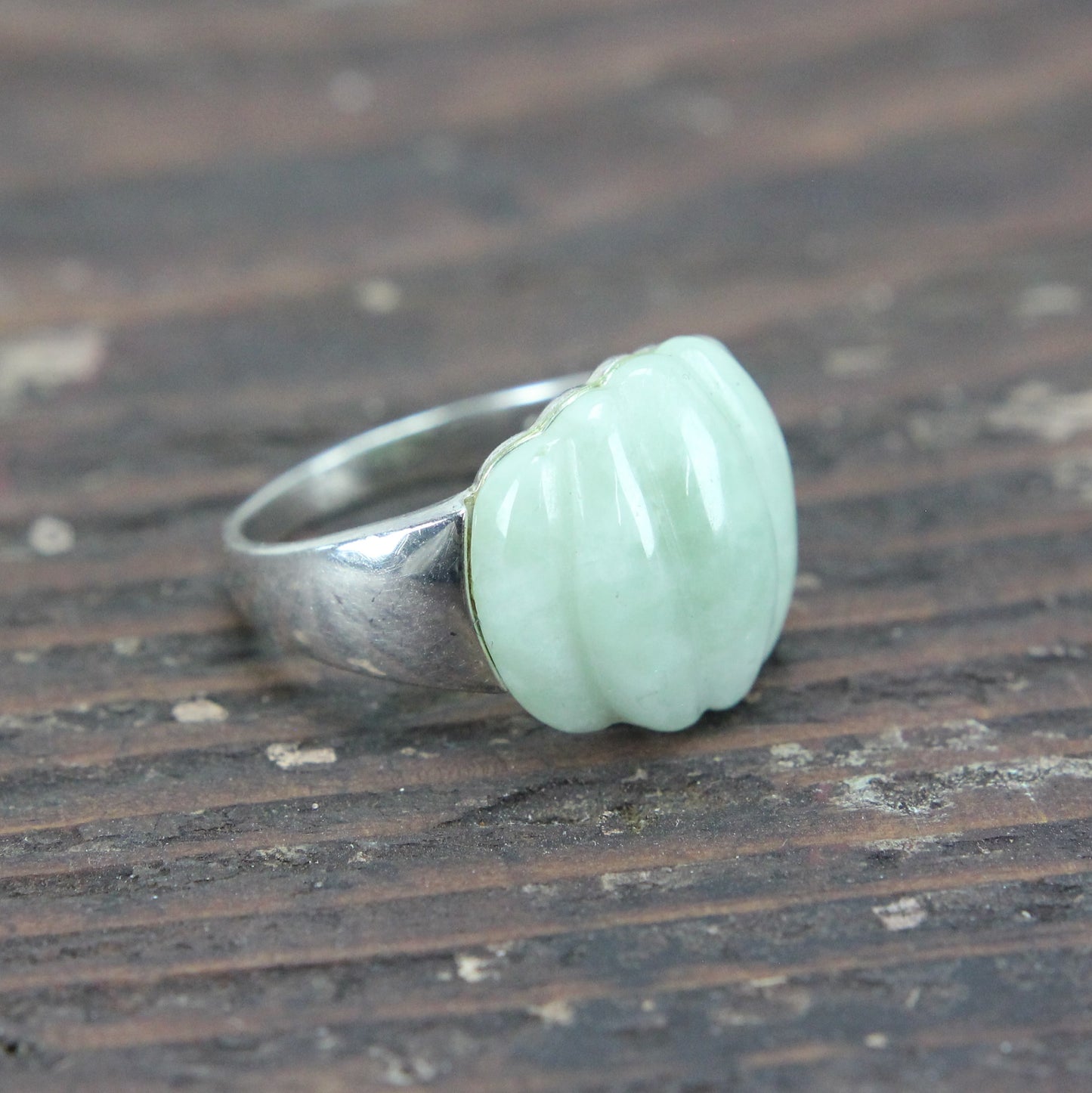 Sterling Silver Ring with Jade - Size 10