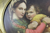 Religious Icon Print of Mother and Child on Board in Gold Frame - 27 x 26.5"