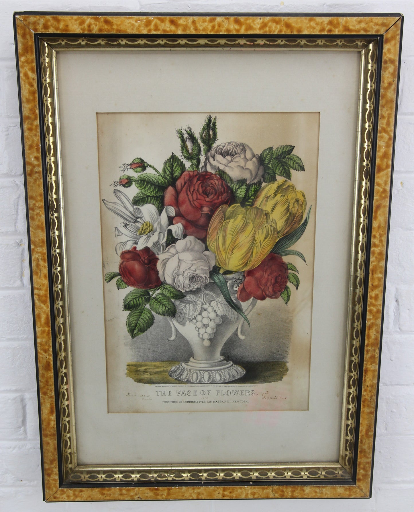 The Vase of Flowers by Currier & Ives Color Lithograph Print, 1870 - 15.5 x 22"