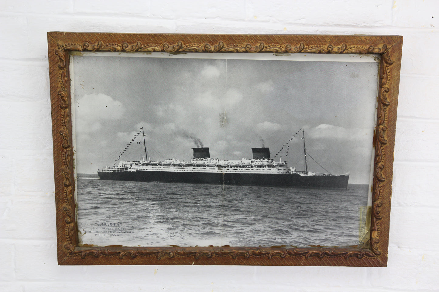 Framed Photograph Print of German Ocean Liner SS Liberté - 18 x 13"