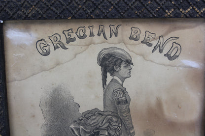 Grecian Bend Antique Sheet Music Cover in Frame, 1868 - 12.5 x 15.5"