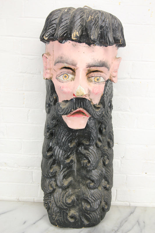 Antique Hand Carved & Painted Bearded Man Odd Fellows Parade Mask