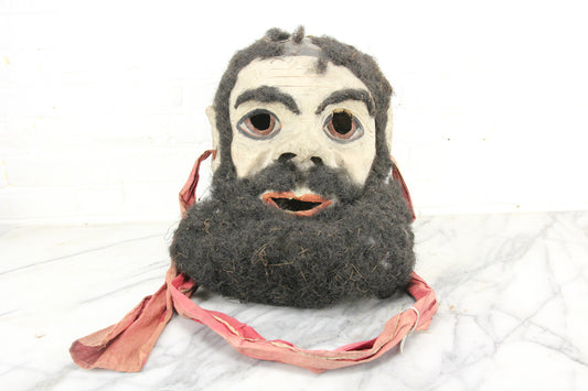 Antique Papier Mache Odd Fellows David and Goliath Parade Mask #1