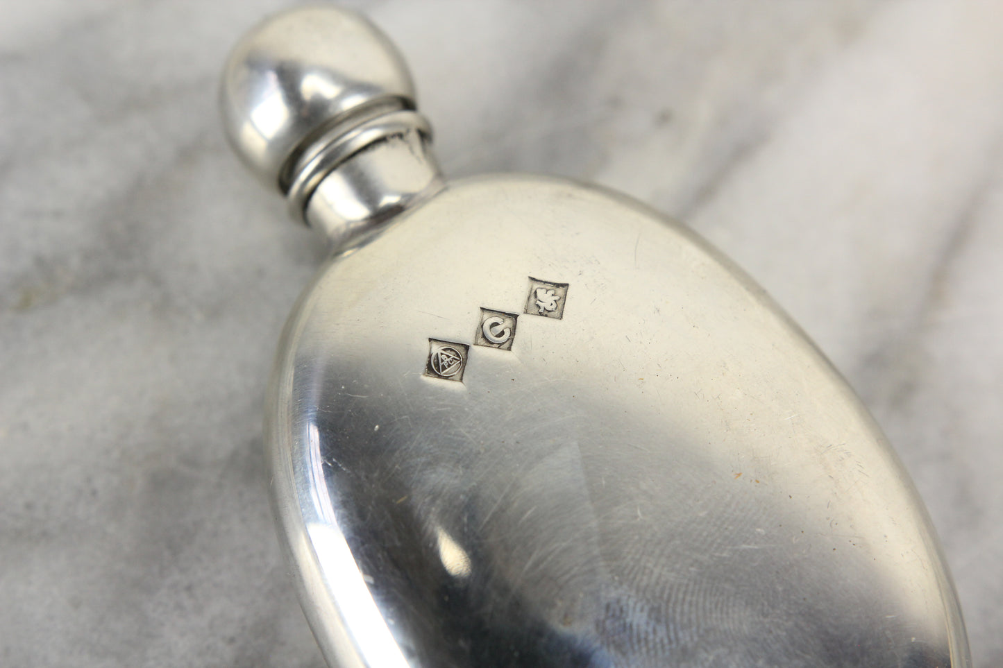 English Pewter Oval Hip Flask