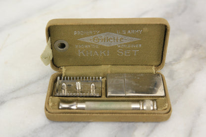 Gillette Khaki Set US Army World War I Safety Razor Shaving Kit