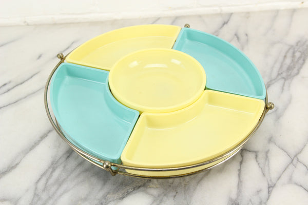 Mid-Century Lazy Susan Hors D'oeuvres Chips and Dip Serving Station