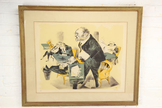 William Gropper Signed Political Cartoon Lithograph Print - 28.5 x 24"